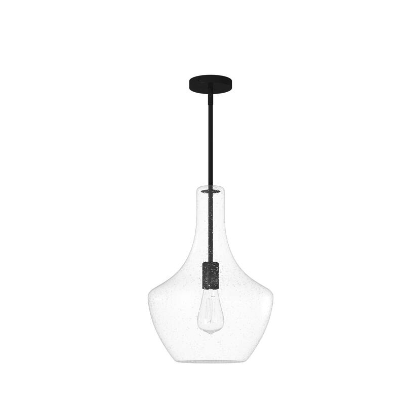 Justice Design Group EVOLV Fusion Harlow 14-inch Pendant with Seeded Glass - Matte Black