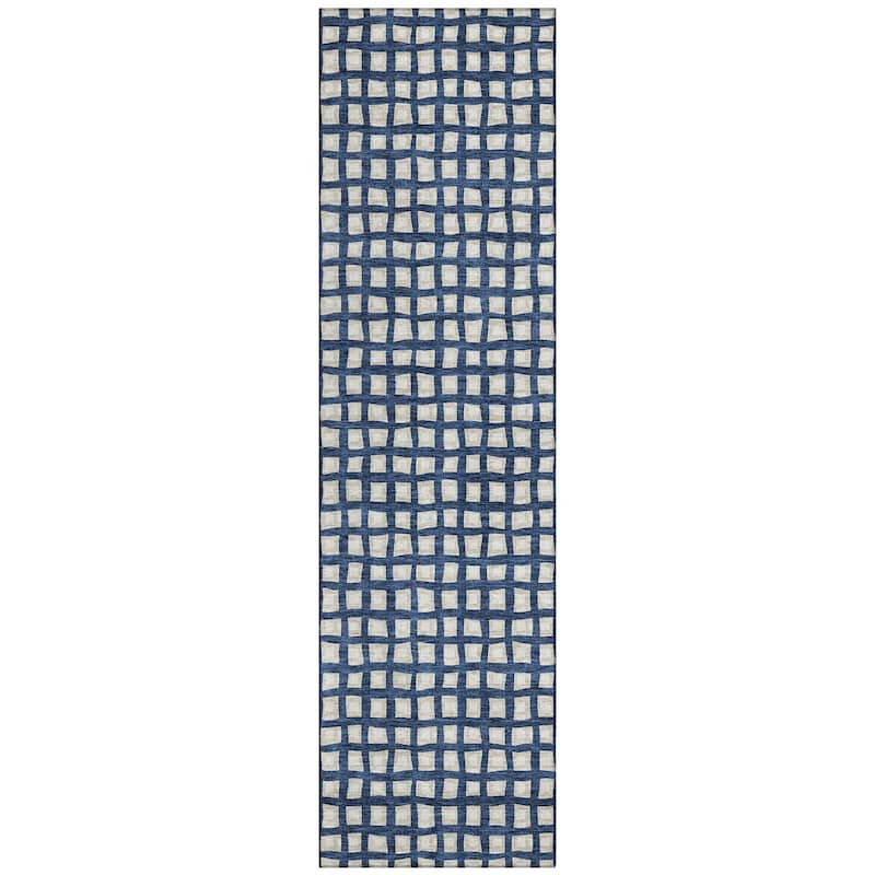 Machine Washable Indoor/ Outdoor Chantille Squares Rug