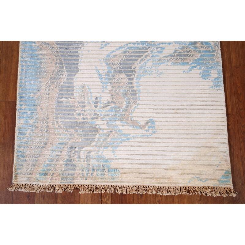 Striped Abstract Accent Rug Handmade Wool Carpet - 2'9" x 5'0"