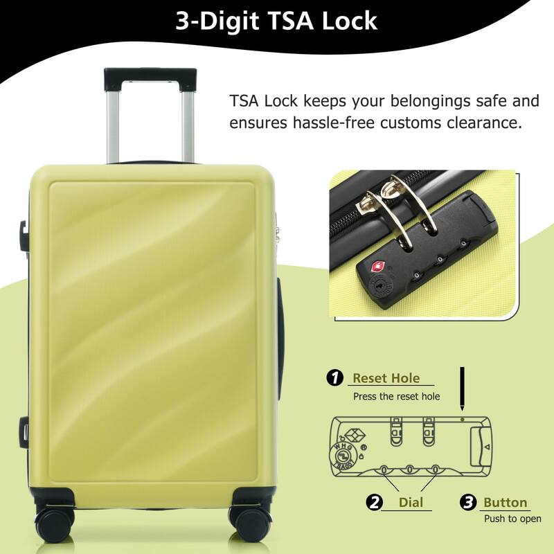 Luggage Set 3 Piece, Lightweight Durable ABS Suitcases with Spinner Wheels and TSA Lock, Carry-on & Checked Travel Luggage