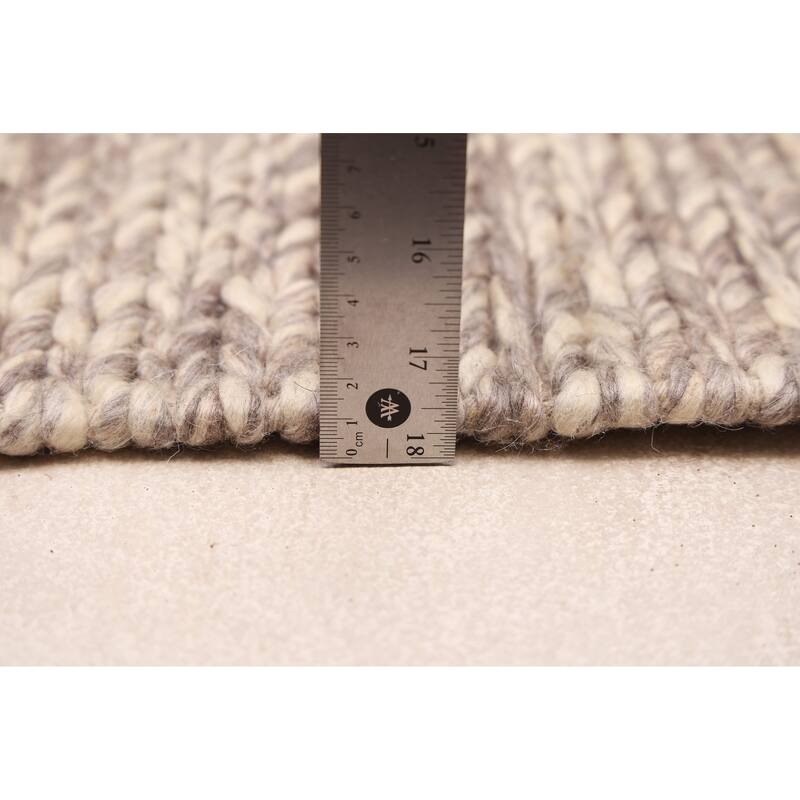 ECARPETGALLERY Braid weave Sienna Grey, Ivory Wool Rug - 5'2 x 8'1