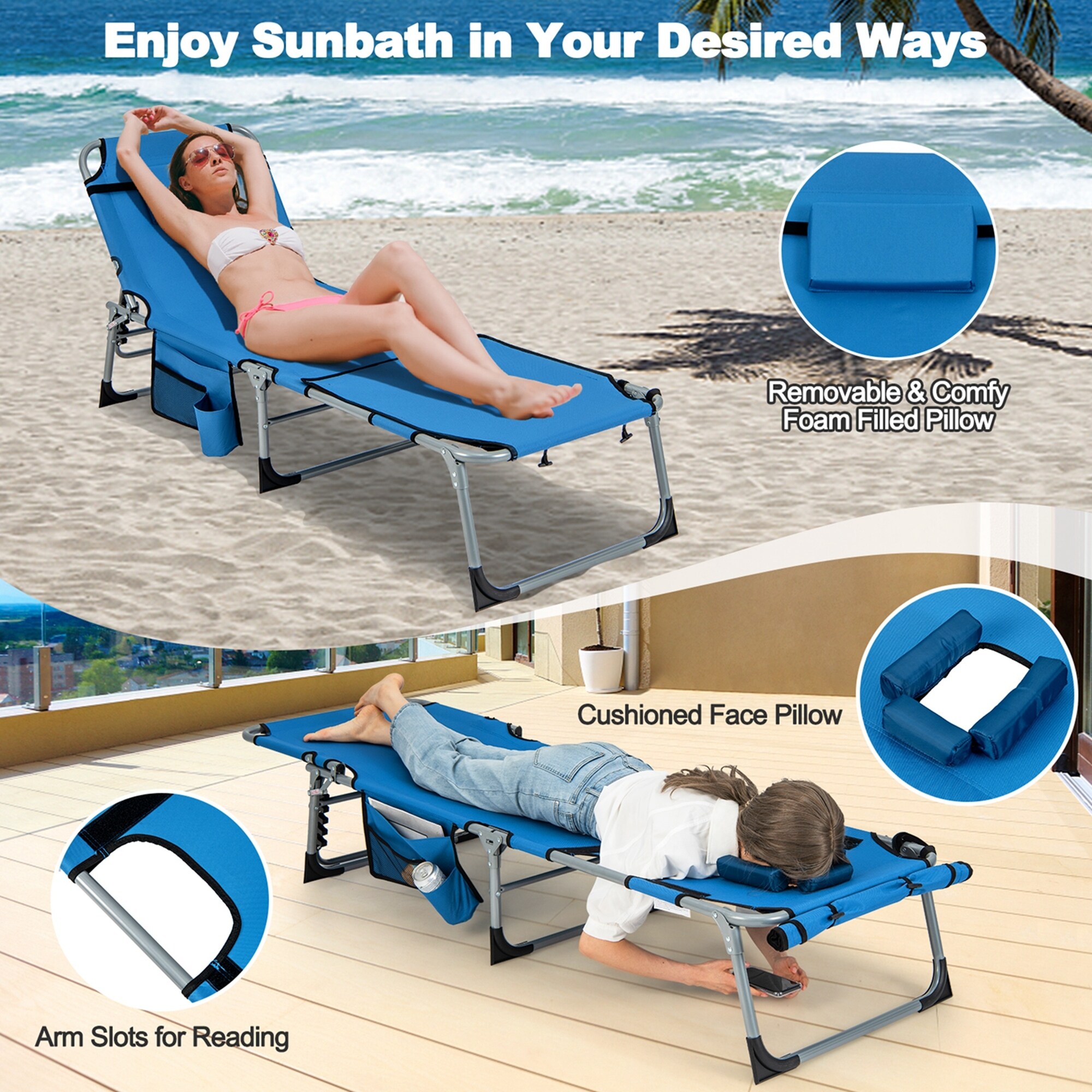 Lounge chair with face hole outlet