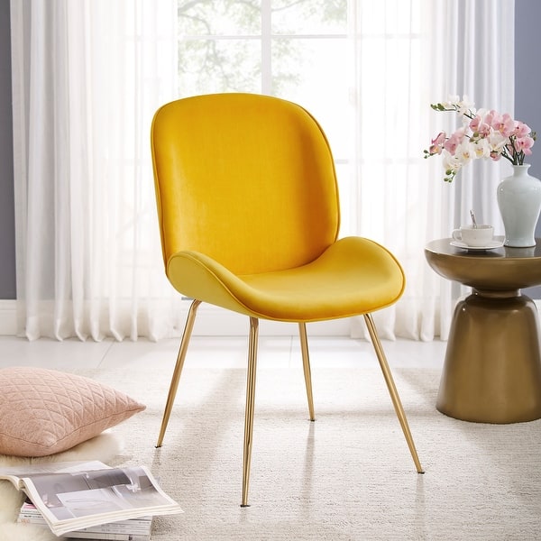 Shop Art Leon Beetle Design Velvet Dining Chair With Plated Golden Legs On Sale Overstock 28000520