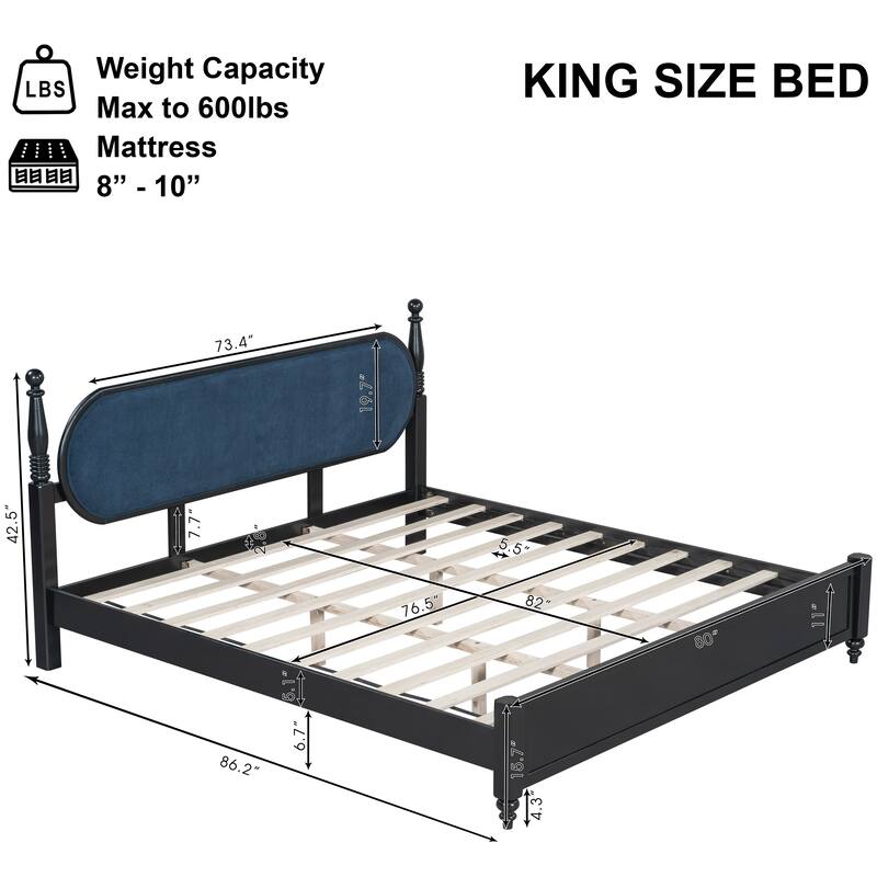 Christopher Knight Home - Alderwick Modern Upholstered Headboard Wood Low-Profile Platform Bed with Slatted Support