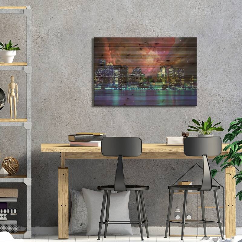 Boston, Massachusetts Orion Nebula Skyline Print On Wood by 5by5collective - Multi-Color