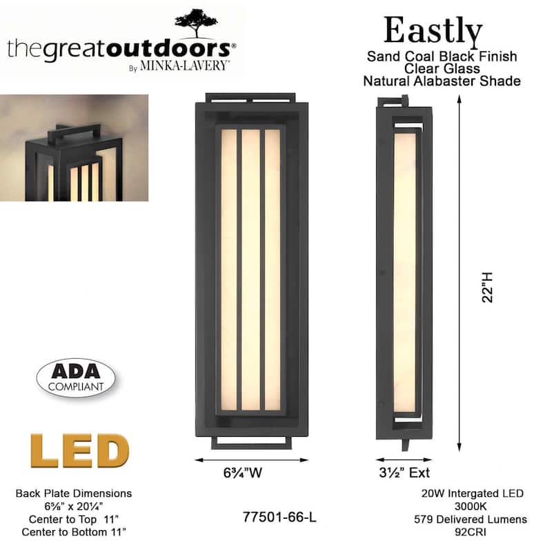 The Great Outdoors 77501-L Eastly 22" Tall LED Outdoor Wall Sconce
