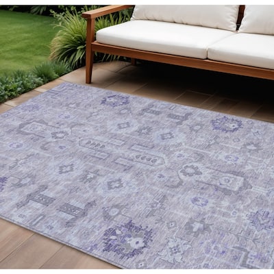 HomeRoots Oriental Traditional Rectangle Outdoor Rug