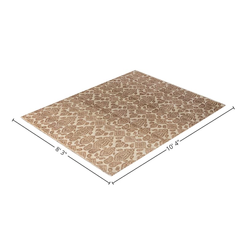 Ikat One-of-a-Kind Hand-Knotted Area Rug - Beige, 8' 3" x 10' 4" - 8' 3" x 10' 4"