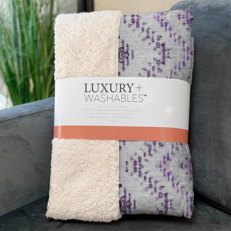 Premium Machine Washable Boho Global Sherpa Throw Blanket