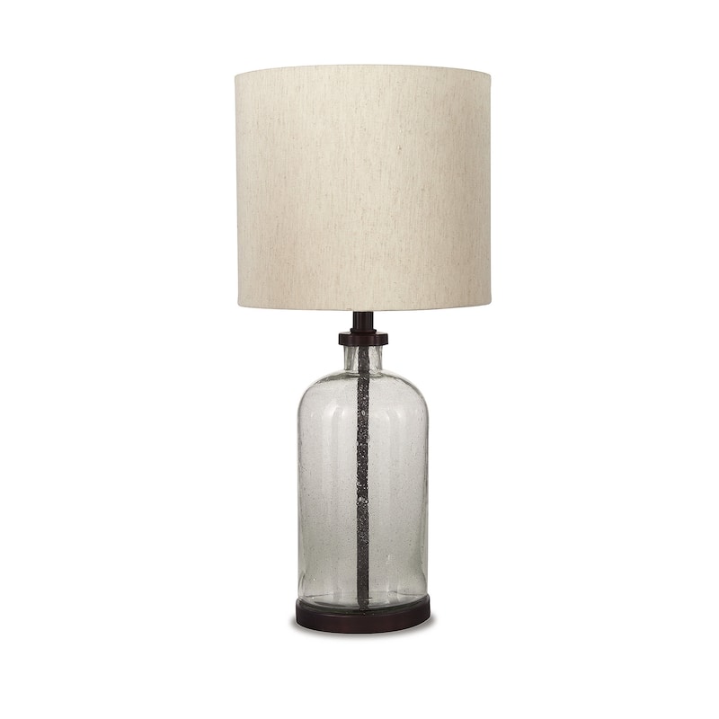 Bandile Modern Farmhouse Glass Table Lamp - 10"W x 10"D x 22"H - 10"W x 10"D x 22"H - Clear/Bronze Finish