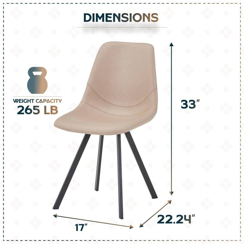 Markley Modern Ergonomic Leather Dining Chair with Black Steel Legs, Scratch-Resistant & Comfortable Kitchen Chair