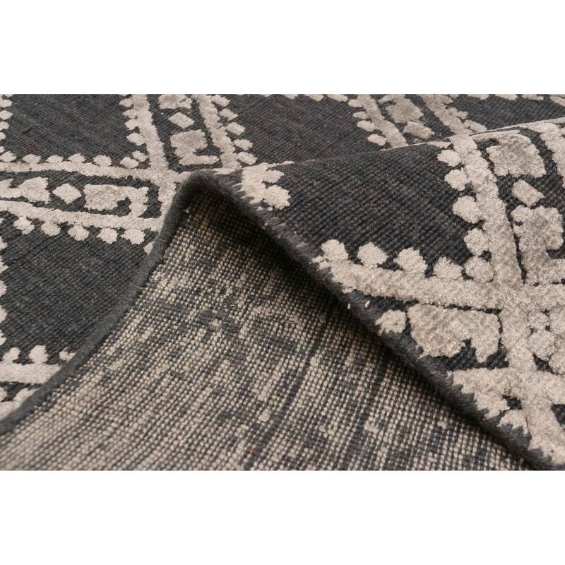ECARPETGALLERY Hand Loomed Elysian Light Grey Viscose, Wool Rug - 5'3 x 7'9