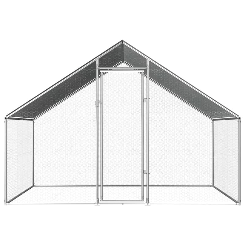 vidaXL Chicken Cage Walk-in Chicken Coop Pen Poultry Cage Galvanized Steel