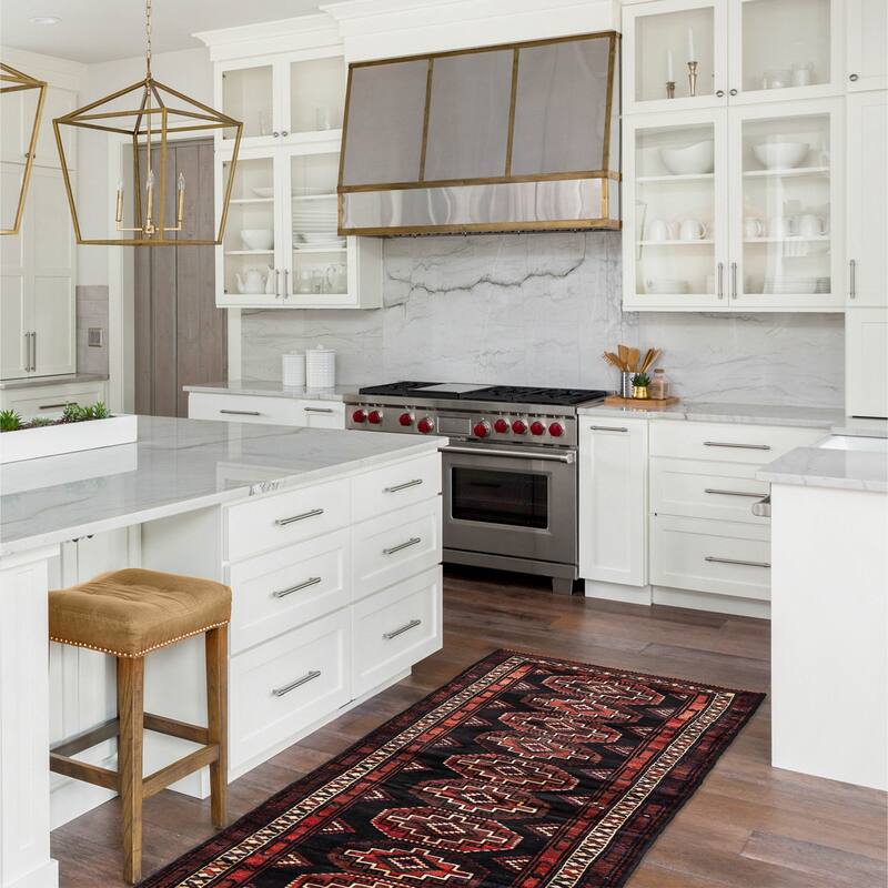 ECARPETGALLERY Hand-knotted Konya Anatolian Black, Dark Red Wool Rug - 3'8 x 9'1