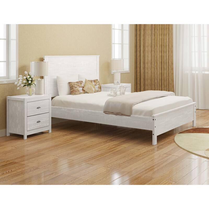 Solid Wood Bed, Modern Rustic Wooden Queen Size Bed Frame Box Spring Needed