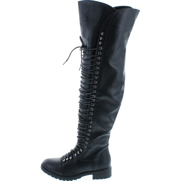 knee length combat boots