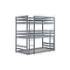 preview thumbnail 22 of 37, Rubber Wood Bunk Bed with Two Built-in Ladders, Guardrails, Detachable Triple Twin Bunk
