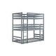 preview thumbnail 9 of 7, Triple Bunk Bed with Detachable Twin Over Twin Over Twin, Rubber Wood Frame, Two Ladders, Guardrails for Kids Room, Grey