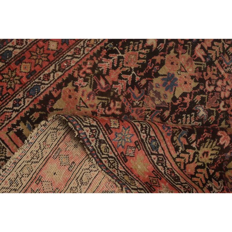 Hand Knotted Oriental 100% Wool Carpet Traditional Floral Brown Malayer Runner Rug - 8' 10'' X 3' 11''