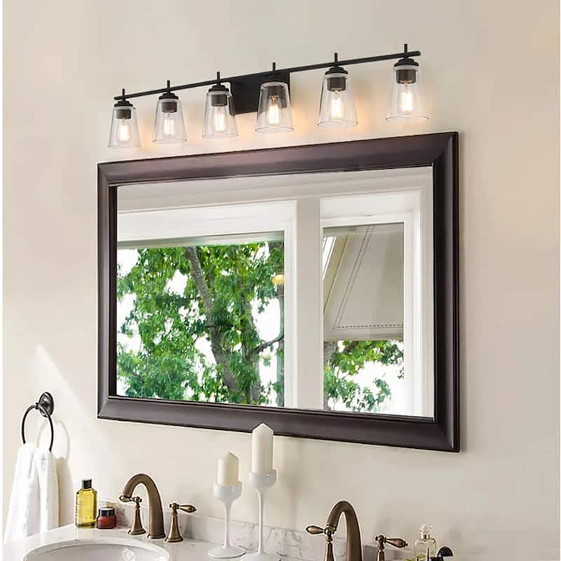 Kiro 6-light Modern Farmhouse Black Bathroom Vanity Lights with UL ...