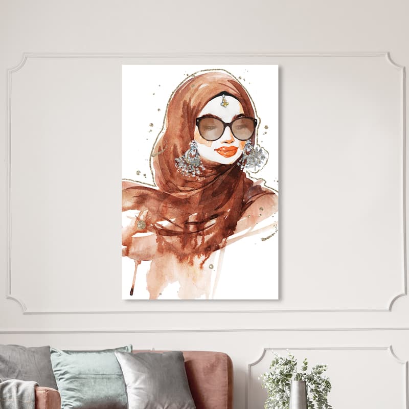 Wynwood Studio Fashion and Glam Her Glamorous Side Brown and Glam Wall Art Canvas Print - 54 x 36