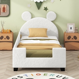 Premium Twin Size Upholstered Daybed with Carton Ears Headboard - Grey