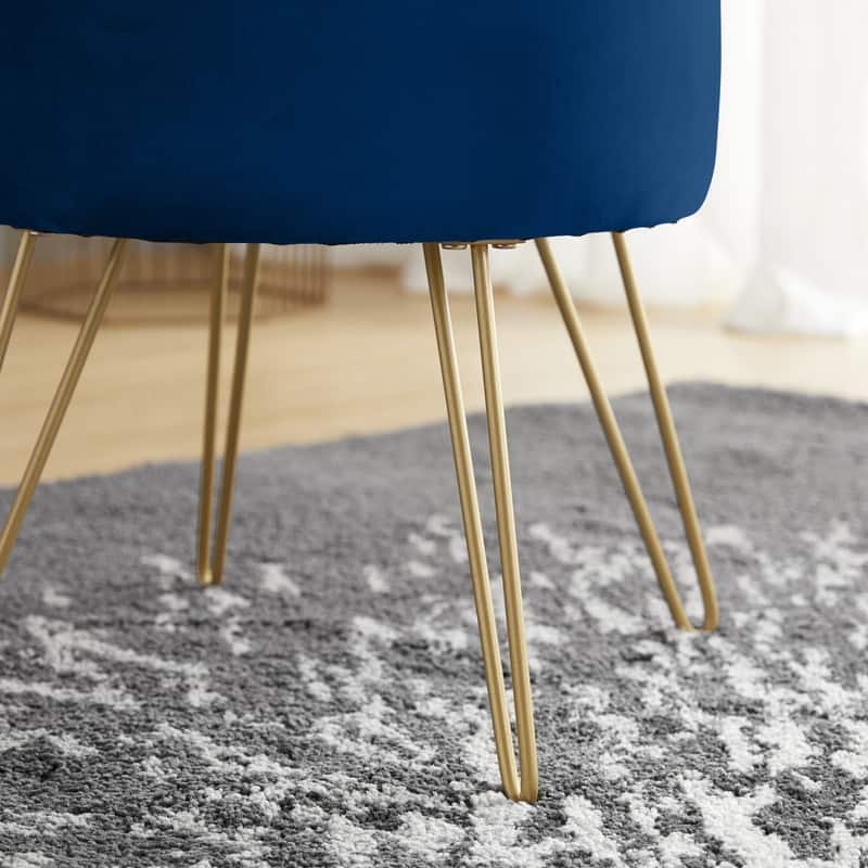 Round Velvet Storage Ottoman with Tray Top Table