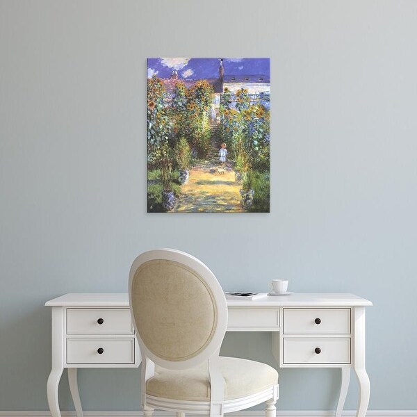 Easy Art Prints Claude Monet's 'Garden of the artist at Vetheuil' Premium Canvas Art