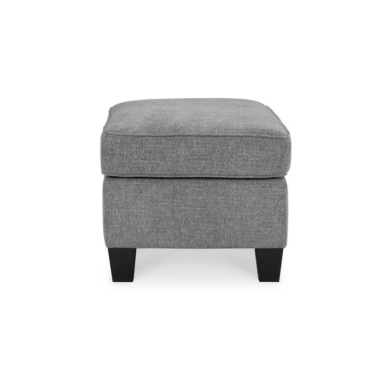 Onia Ottoman, Modern Style Smoke Gray Polyester 40 Inch, Black Legs