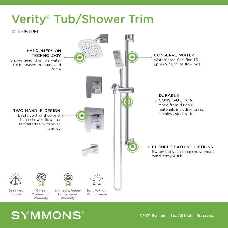 Symmons 499615TRM Verity HydroMersion Pressure Balanced Tub and Shower