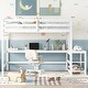 preview thumbnail 2 of 16, Full Loft Bed with Built-in Desk White