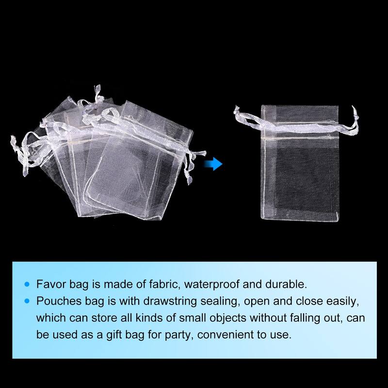 50pcs Organza Bags Drawstring Favor Pouches Sheer Mesh Bag for Wedding