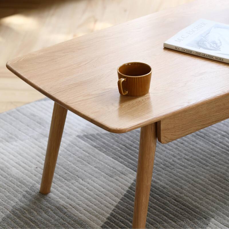 Solid Wood Center Table with Storage Shelf