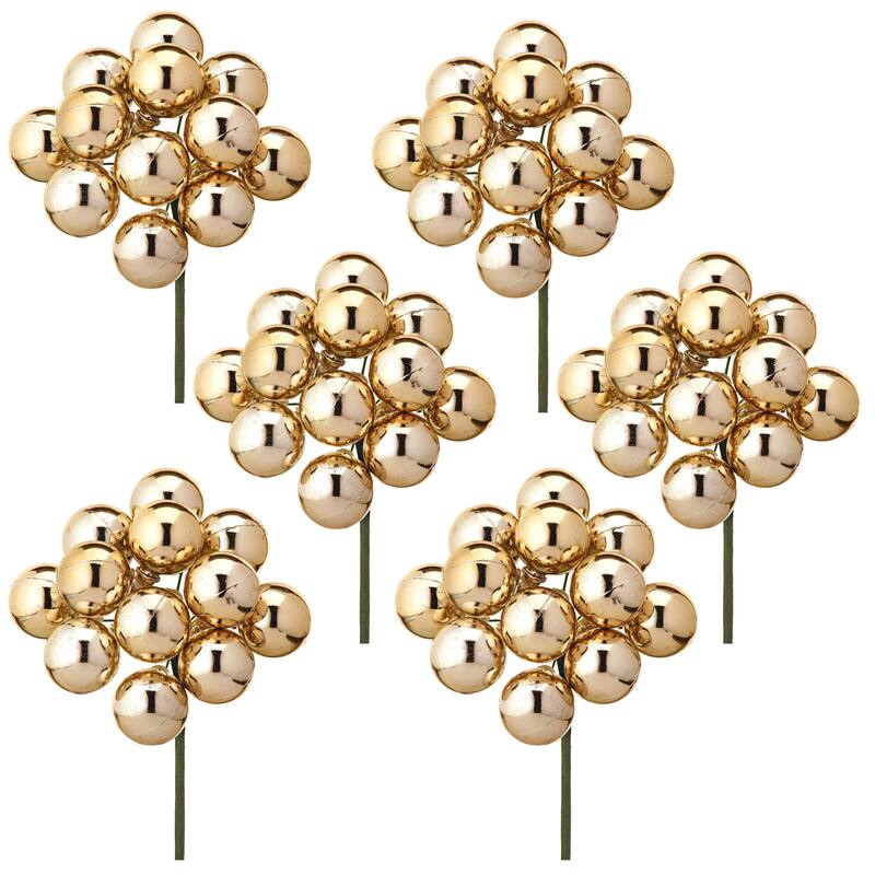 20mm Shatterproof Plastic 12 Bunch Shiney Stemball Set of 6