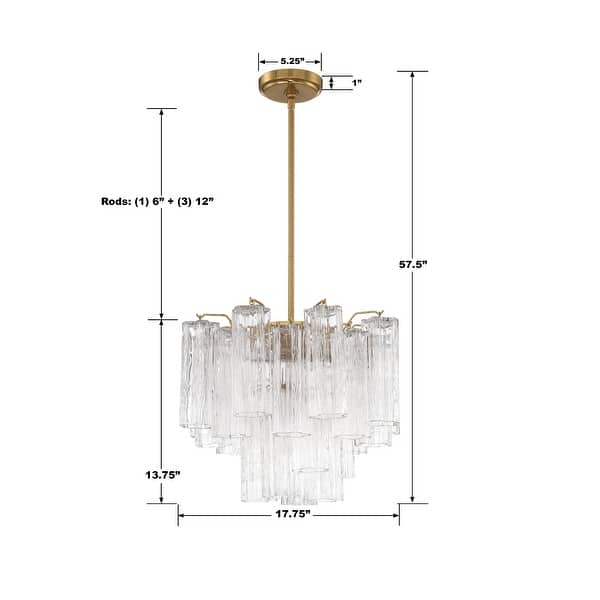 Addis 4 Light Aged Brass Chandelier - 17.75"W x 13.75"H x 17.75"D