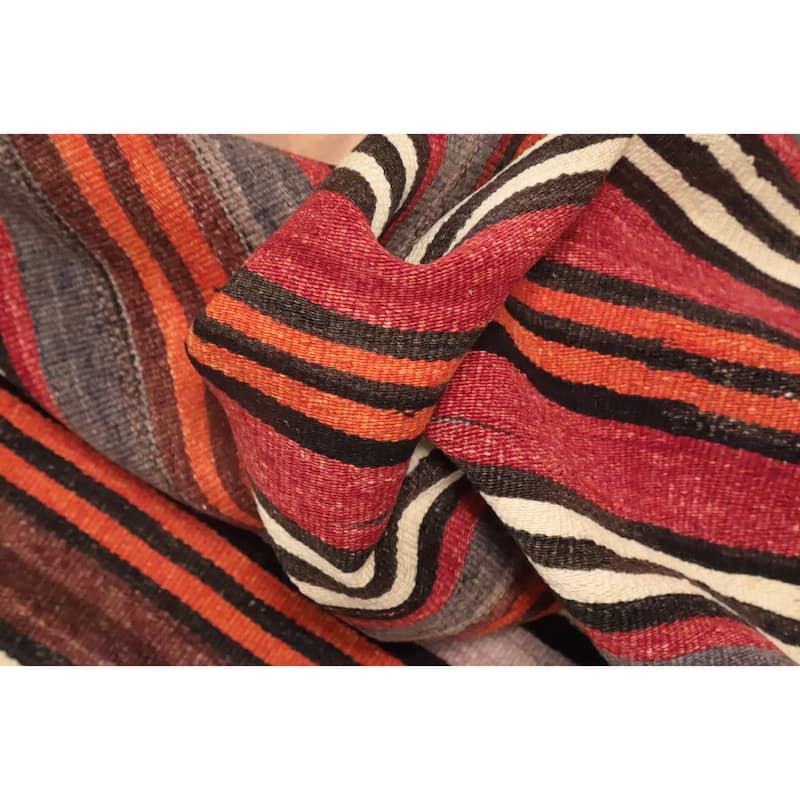 Hand Woven Oriental 100% Wool Carpet Southwestern Geometric Multi-Colored Kilim Area Rug - 10' 2'' X 4' 8''