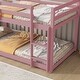 preview thumbnail 3 of 6, Pink Twin Wood Floor Bunk Bed with Ladder & Fence
