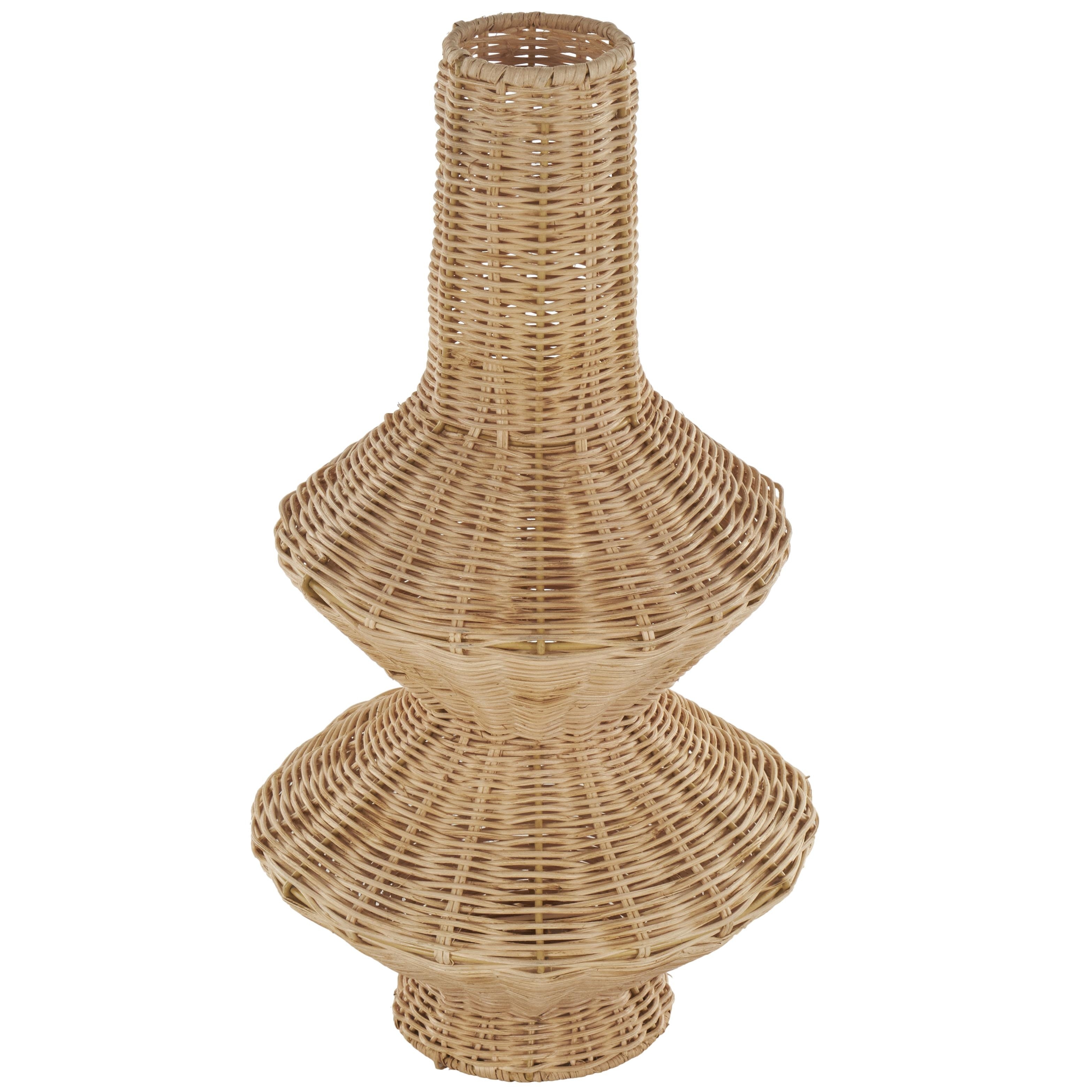 Rattan Handmade Woven Fluted Hourglass Decorative Vase - Brown - Roche River Decor