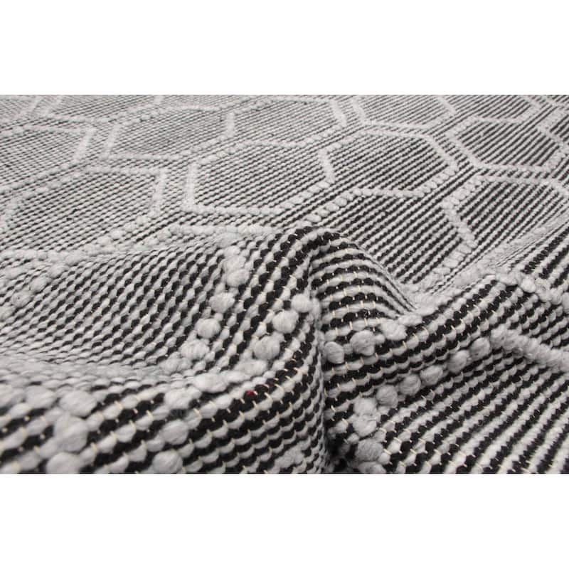 ECARPETGALLERY Braid weave Sienna Grey Wool Rug - 5'1 x 7'6