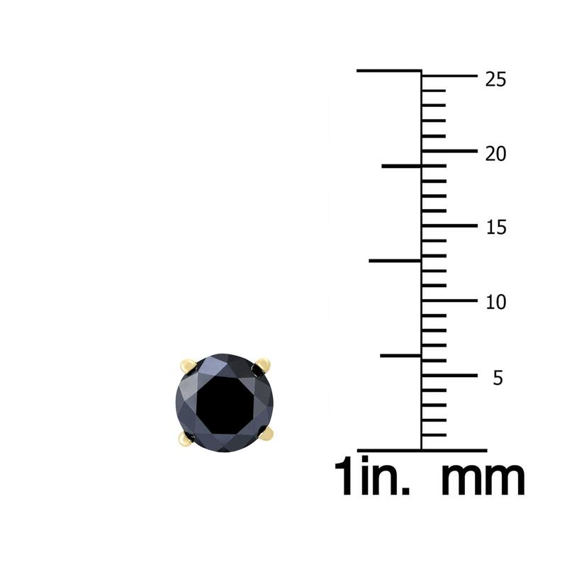 Marquee 1 Carat TW Round Black Diamond Solitaire Stud Earrings in 10K Yellow Gold