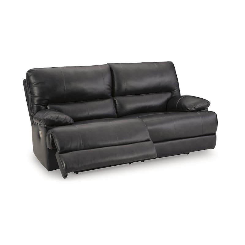 Signature Design by Ashley Mountainous Black Power Reclining Sofa - 85"W x 42"D x 42"H