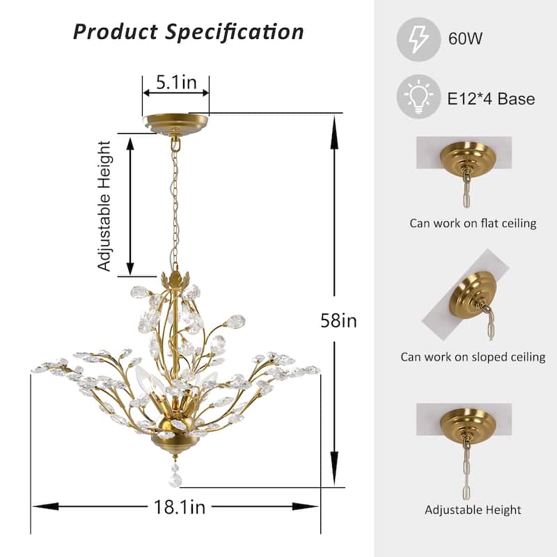Maxax 4 - Light Unique Classic / Traditional Chandelier with Crystal Accents