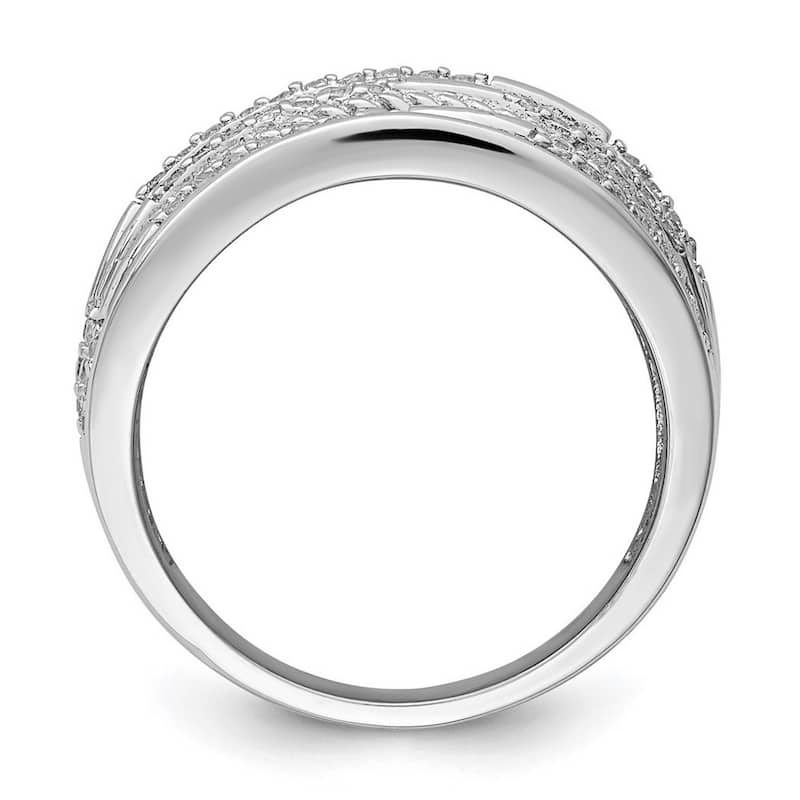 Curata 925 Sterling Silver Solid Polished Open back CZ Cubic Zirconia Simulated Diamond Rope Multi Row Ring