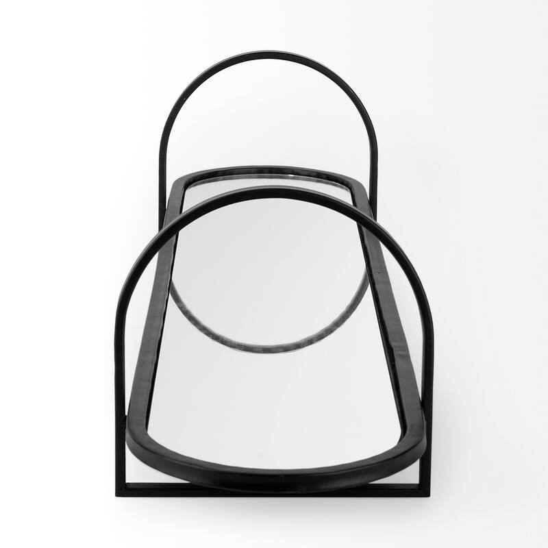 Evianna 30L x 7W x 7H Mirrored W/Black Metal Frame Tray - 29.9L x 7.1W x 7.1H