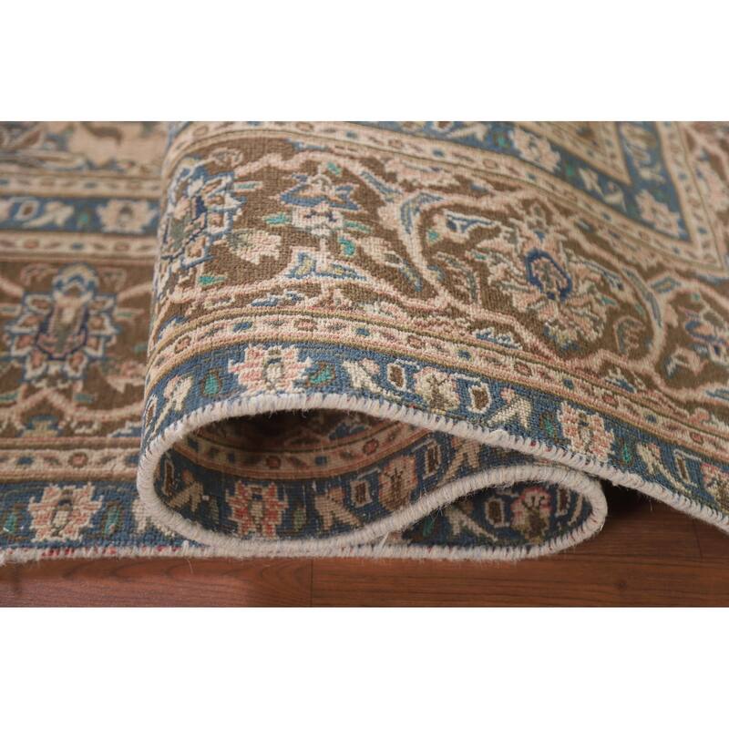 Hand Knotted Oriental 100% Wool Carpet Traditional Floral Coral Mashad Area Rug - 9' 1'' X 6' 1''