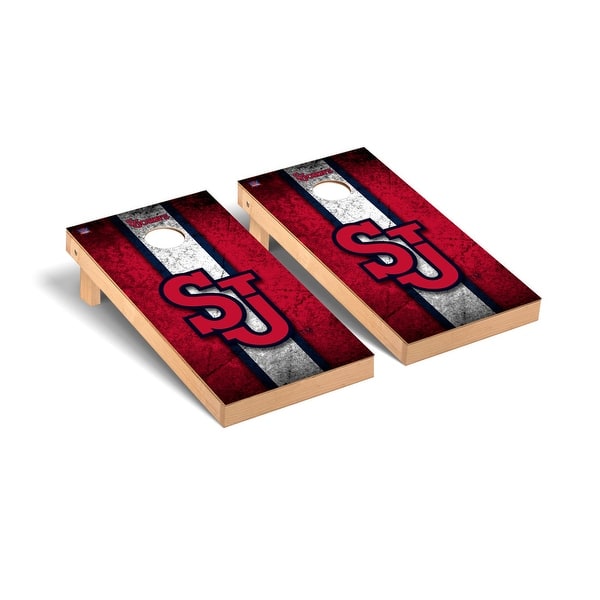 slide 2 of 5, St. Johns University SJU Red Storm Cornhole Board Set - Vintage Wooden