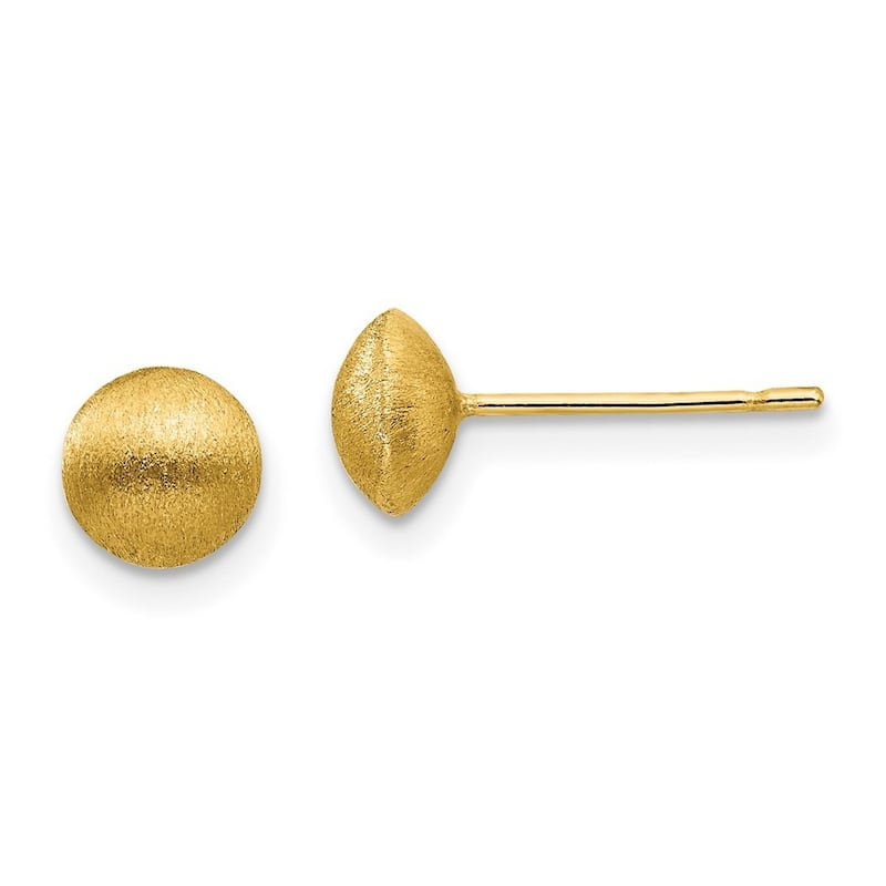 Curata 14k Yellow Gold 7mm Satin Button Post Earrings