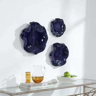 Uttermost 04253-ABELLA-WALL-DECOR Abella Set of (3) Ceramic Wall Art - Cobalt Blue