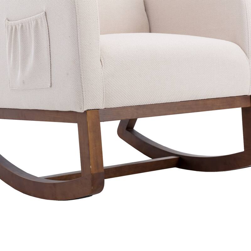 GDFStudio - Amelia Linen Upholstered Rocking Chair with Spacious Seat and Tall Back Design