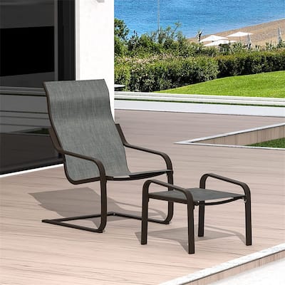 Outdoor Patio All-Weather Spring Motion Chair with Ottoman